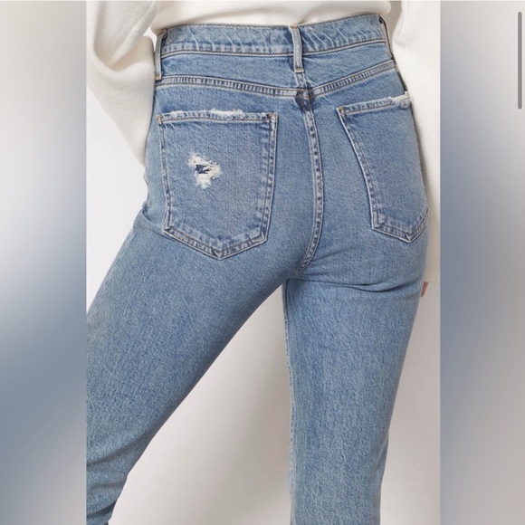 AGOLDE Women's Nico High Rise Blue Jeans Chewed Hem - Picture 4 of 16